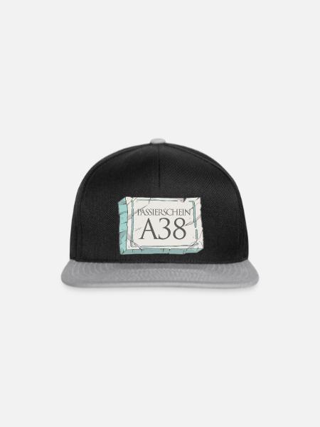 Passierschein A38 Ausgangssperre Home Office - Snapback Cap - Schwarz/Grau