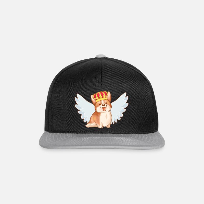 Corgi crown queen pet Elizabeth UK royal - Snapback Cap - black/grey