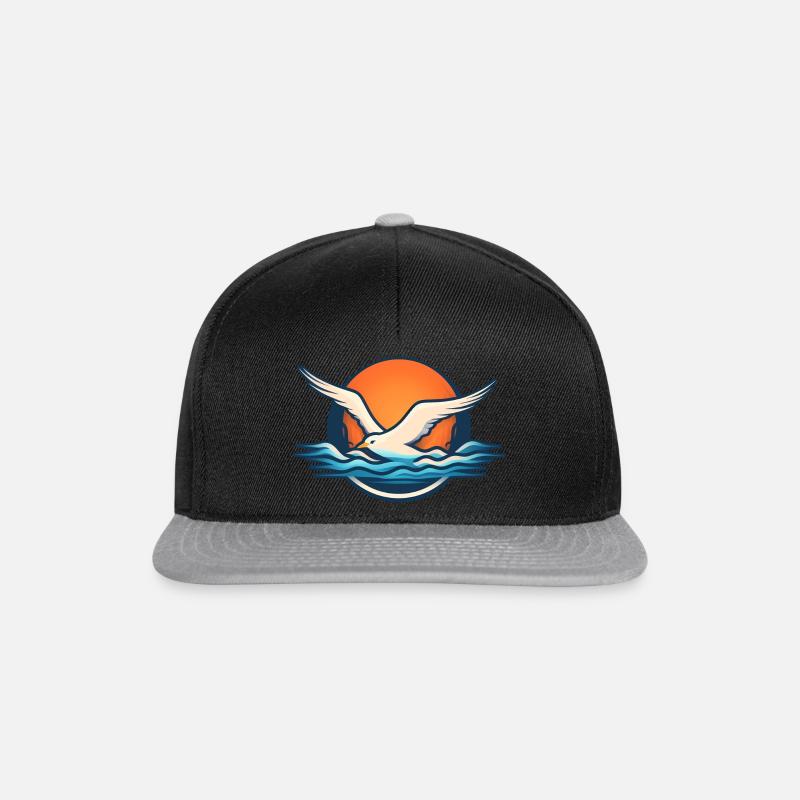 Seagull Sunset - Snapback Cap - Schwarz/Grau