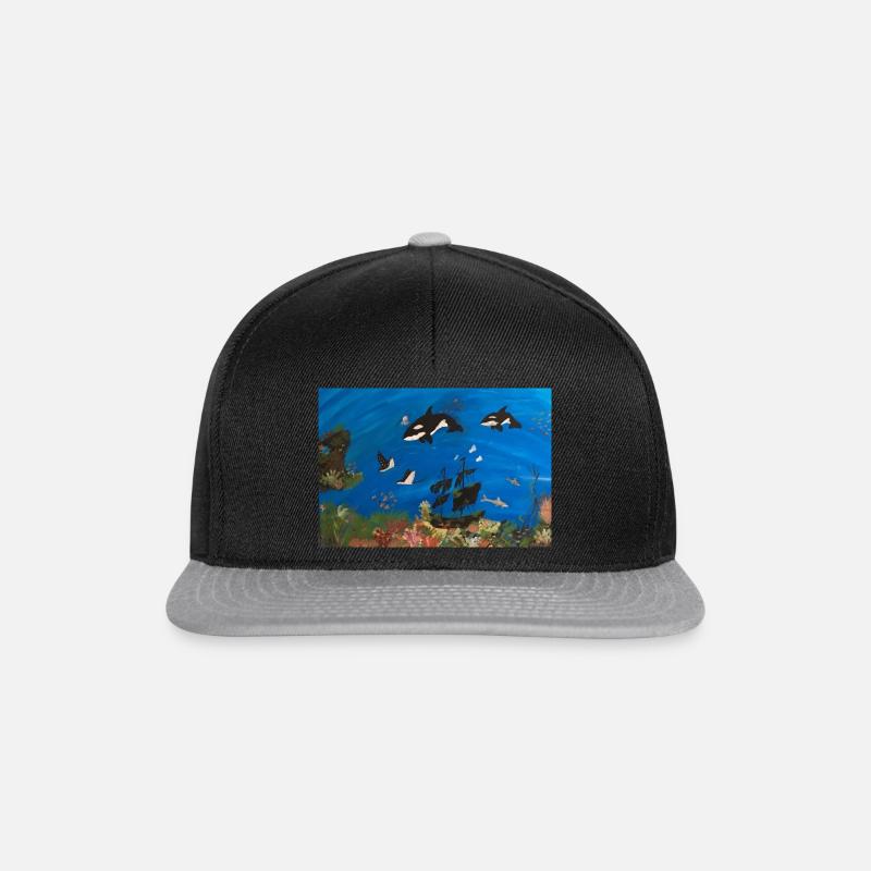 Orca, Ocean and Ships - Snapback Cap - black/grey