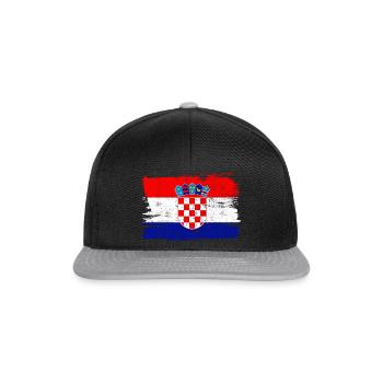 Kroatien Flagge Flagge Frieden Vintage - Snapback Cap - Schwarz/Grau - Vorne