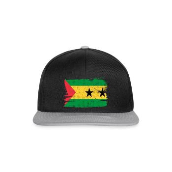 Flagge von São Tomé und Príncipe Flagge des Friedens Vintage - Snapback Cap - Schwarz/Grau - Vorne