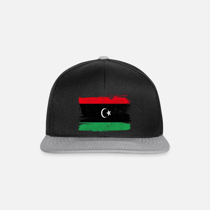 Drapeau de la Libye Drapeau de la paix Vintage - Casquette snapback - noir/gris