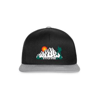 Draußen spielen Wandern Berge Natur Outdoor Fun - Snapback Cap - Schwarz/Grau - Vorne