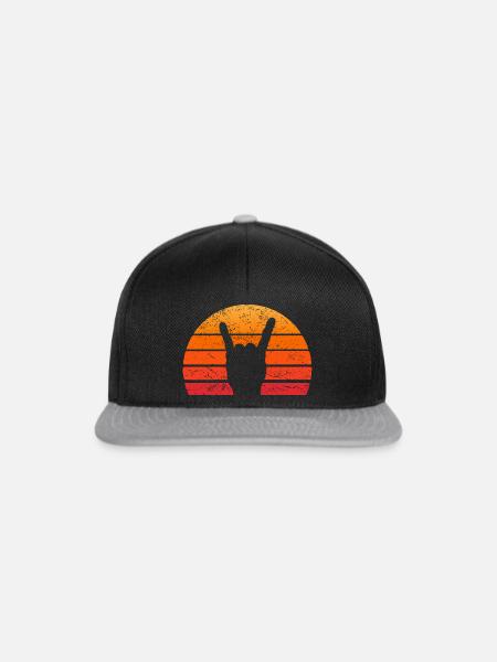 Rock Hand SONNE Retro Vintage Musik Geschenk - Snapback Cap - Schwarz/Grau