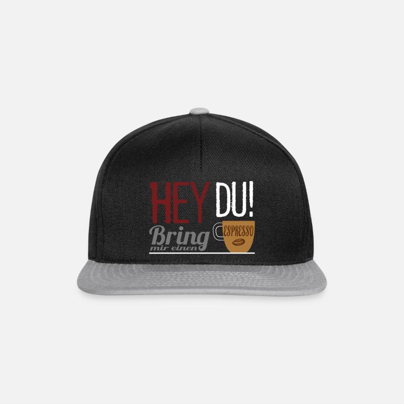 Kaffee Spruch - Bring mir einen Espresso - Snapback Cap - Schwarz/Grau