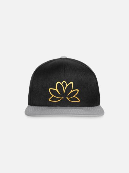 Goldene Lotusblume - Snapback Cap - Schwarz/Grau