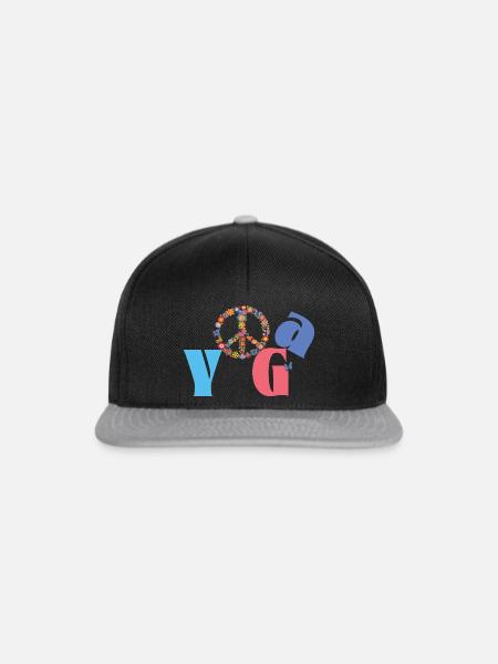 Yoga & Peace 🌸 Flower Power Style - Snapback Cap - Schwarz/Grau