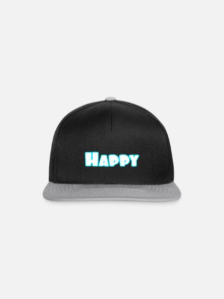 happy - Snapback Cap - Schwarz/Grau