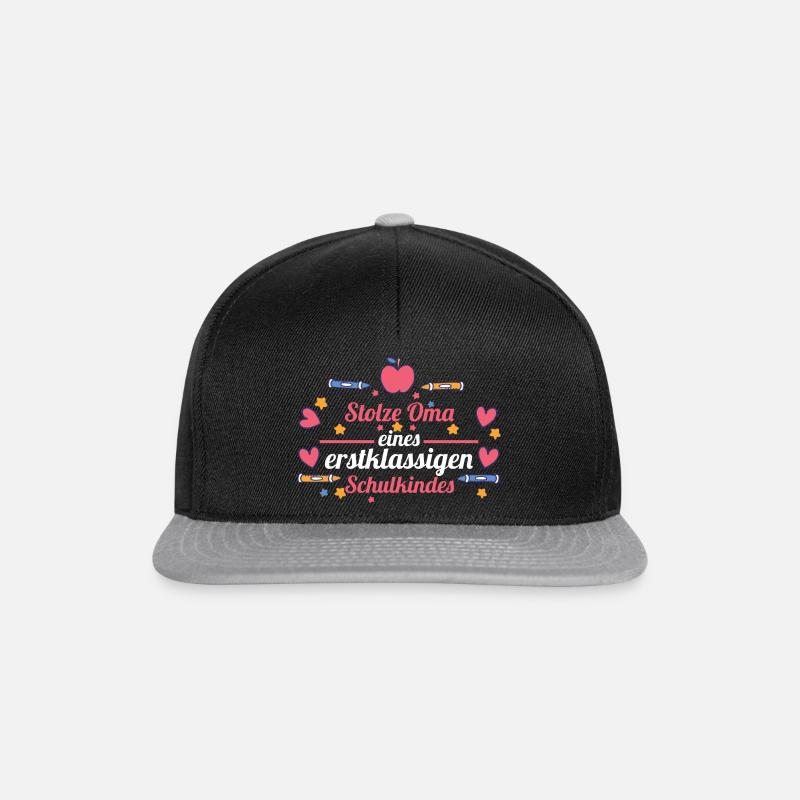 Schulkind Oma Schüler Schulanfang Einschulung - Snapback Cap - Schwarz/Grau