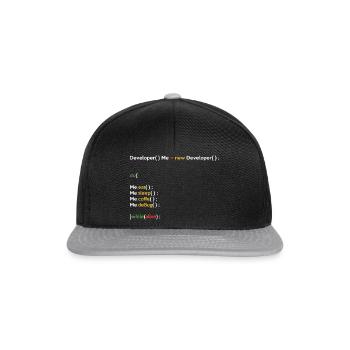 Eat Sleep Code Repeat Coder Programmer Software De - Snapback Cap - Schwarz/Grau - Vorne