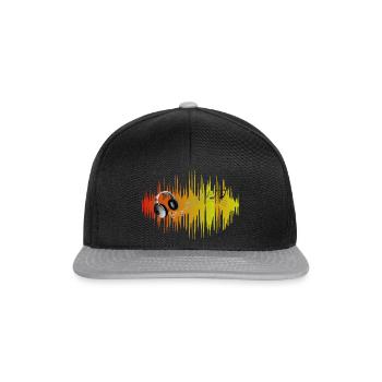 Musik bunt mit Kopfhörer und Noten - Snapback Cap - Schwarz/Grau - Vorne