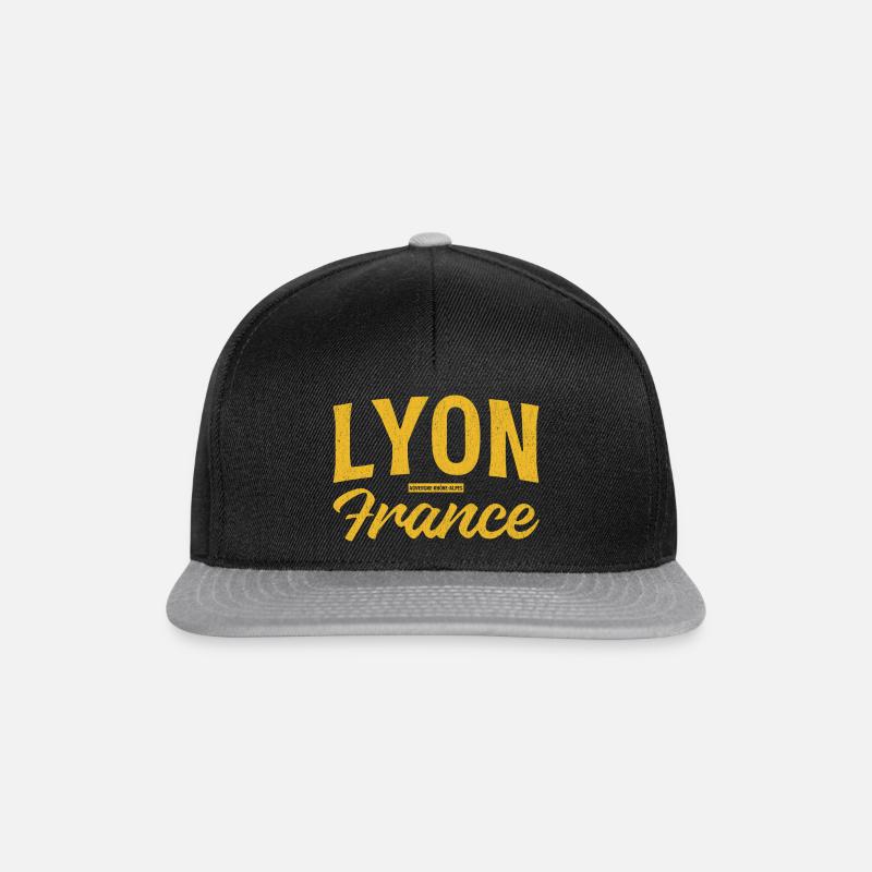 Lettrage rétro Lyon - Casquette snapback - noir/gris
