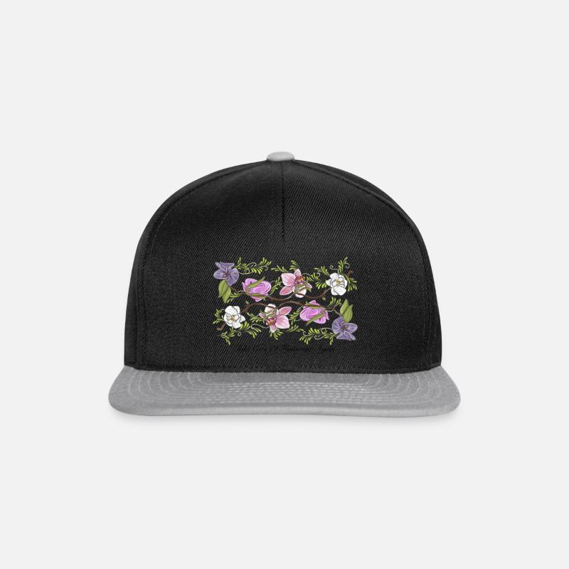 Orchideen drucken - Snapback Cap - Schwarz/Grau
