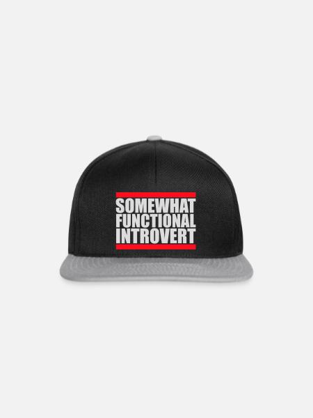 Somewhat Functional Introvert Spruch Logo Text - Snapback Cap - Schwarz/Grau