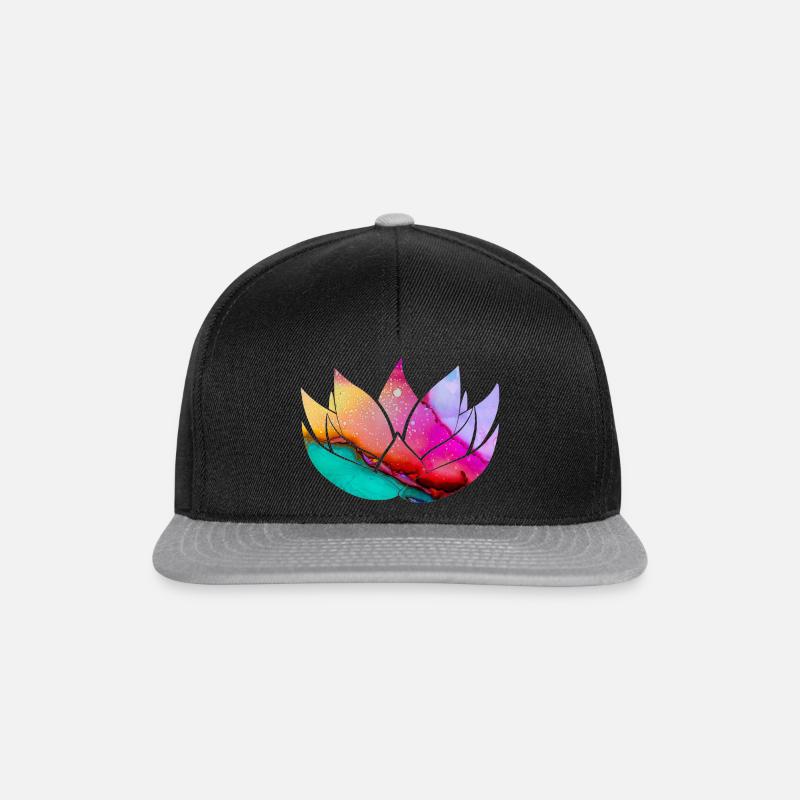 Lotusblume - Snapback Cap - Schwarz/Grau