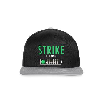 STRIKE Loading Cool Retro Bowling Designs - Snapback Cap - Schwarz/Grau - Vorne