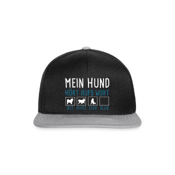 Mein Hund hört aufs Wort Hundetrainer Hundeschule - Snapback Cap - Schwarz/Grau - Vorne