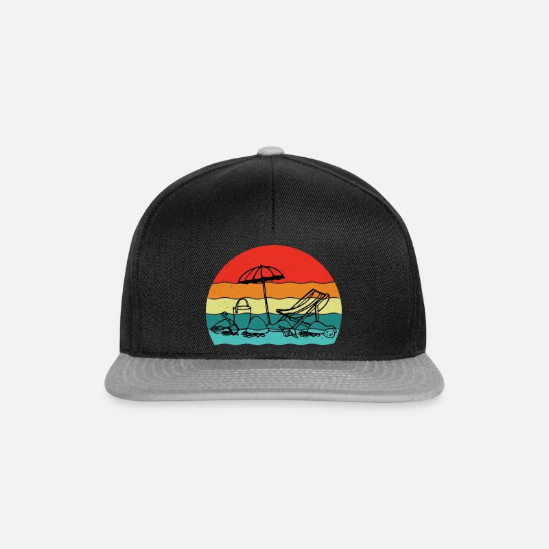 Vintage Summer Beach Sunset - Snapback Cap - black/grey