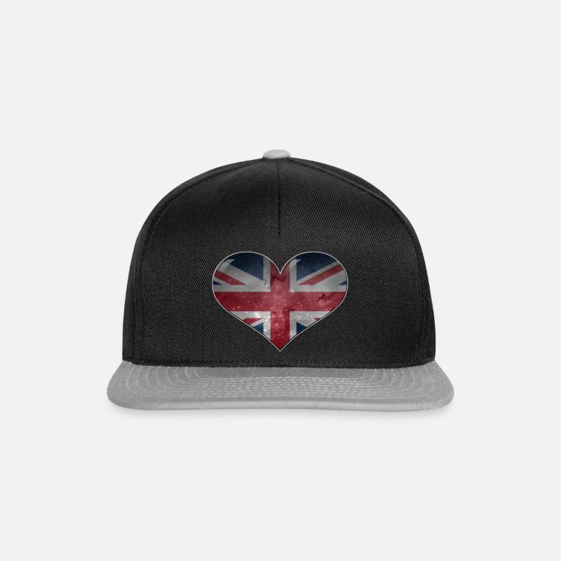 Groẞbritannien-Herz - Snapback Cap - Schwarz/Grau