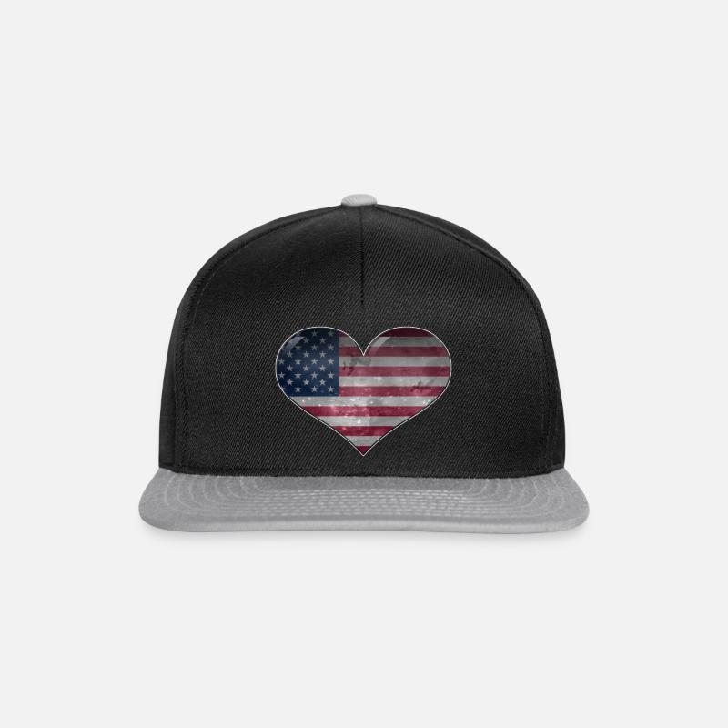 USA-Herz - Snapback Cap - Schwarz/Grau