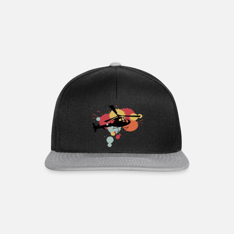 Hélicoptère Hélicoptère Rétro Cadeau - Casquette snapback - noir/gris