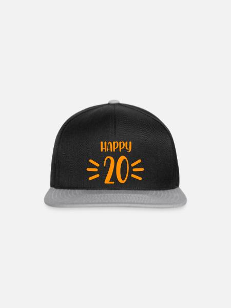 20. Geburtstag Happy Birthday - Snapback Cap - Schwarz/Grau