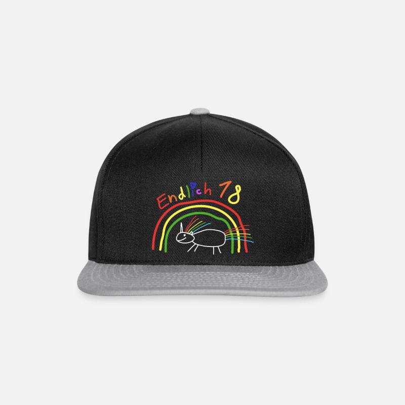 18. Geburtstag Einhorn Regenbogen Geschenk - Snapback Cap - Schwarz/Grau