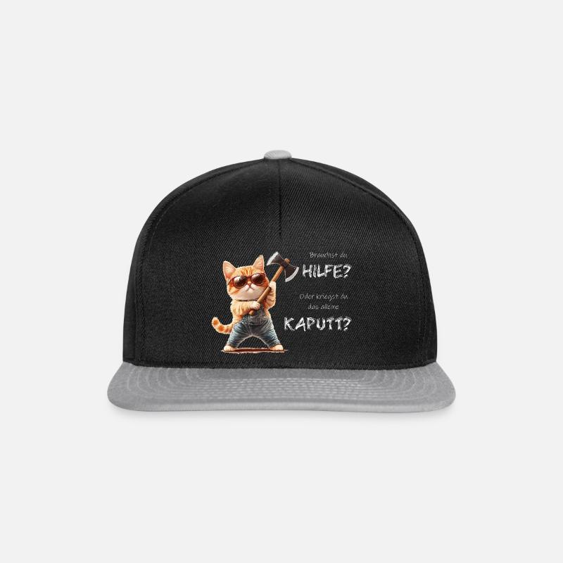 Cat Help Broken Alone - Snapback Cap - black/grey