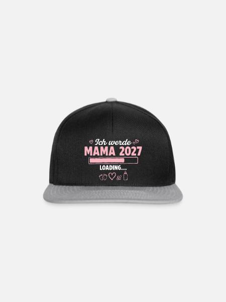 Ich Werde Mama 2027 Loading Schwangerschaft - Snapback Cap - Schwarz/Grau