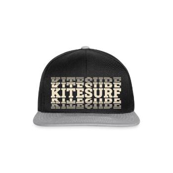 Kitesurfen Kitesurf Kitesurfer Kiteboard - Snapback Cap - Schwarz/Grau - Vorne