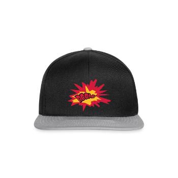 boom text feuer flamme heiss tnt dynamit explodier - Snapback Cap - Schwarz/Grau - Vorne