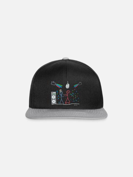 Heiraten Disco Strichmännnchen, Tanz Party Braut - Snapback Cap - Schwarz/Grau