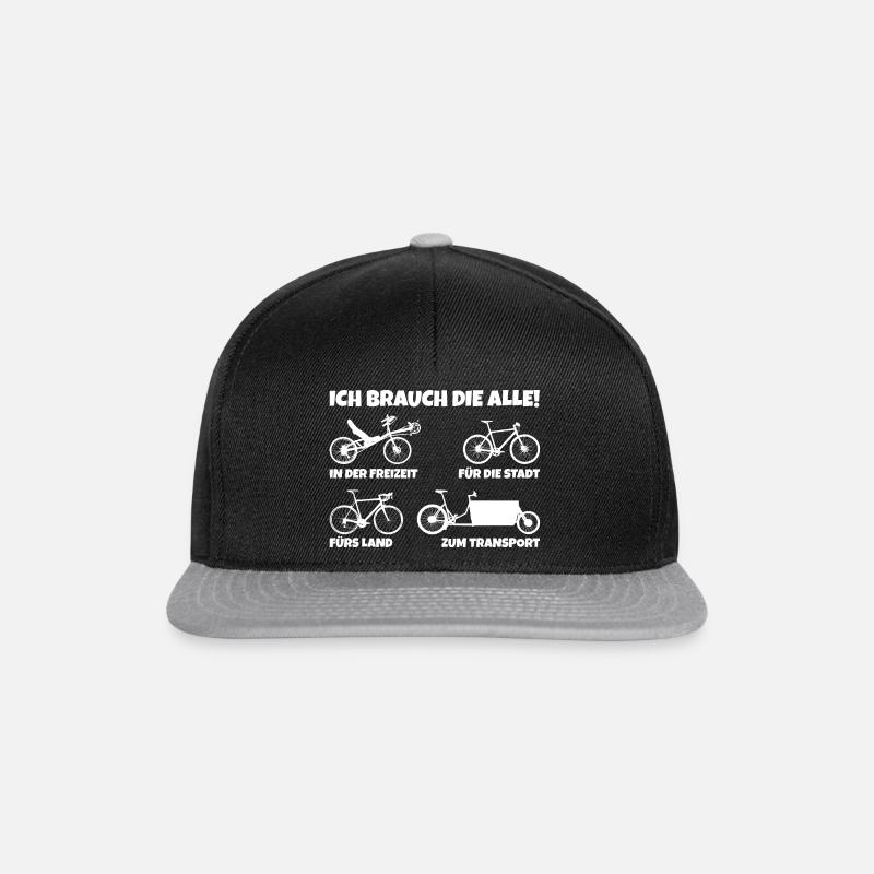Fahrräder - Ich brauch die alle! - Snapback Cap - Schwarz/Grau