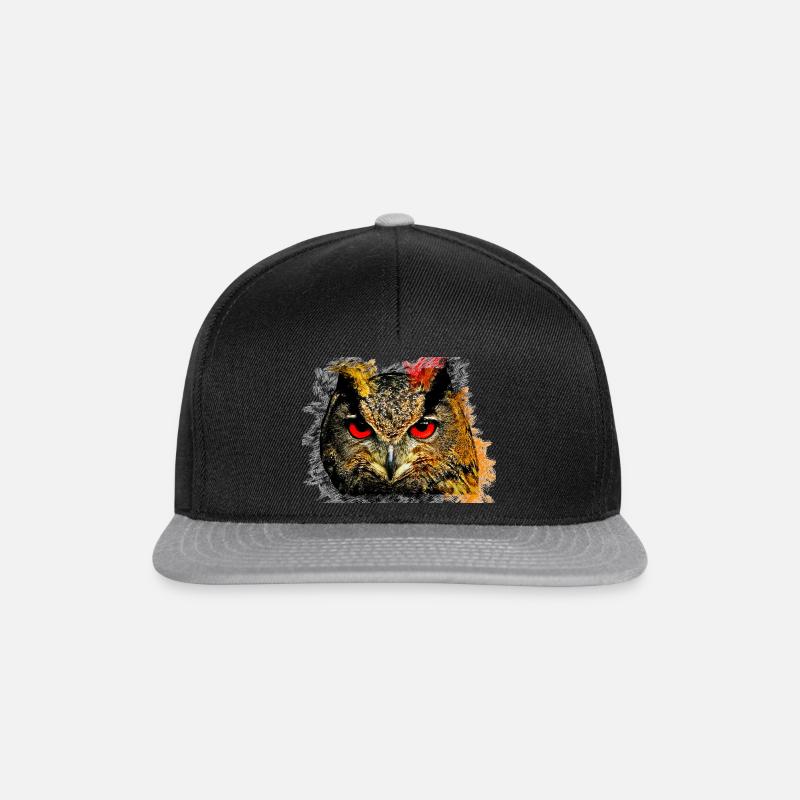 Eule - Snapback Cap - Schwarz/Grau