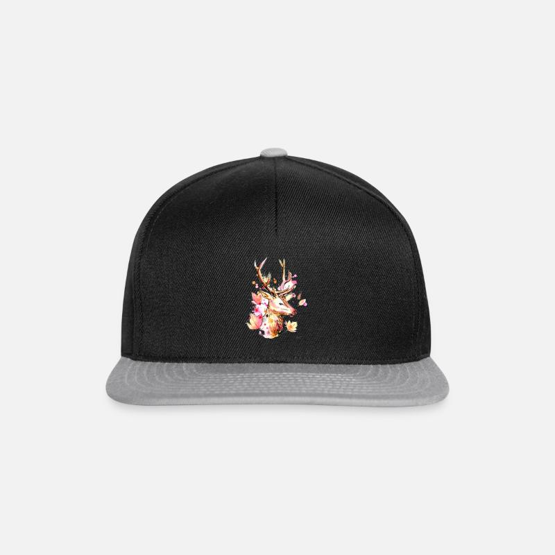 Reh mit Geweih - Snapback Cap - Schwarz/Grau