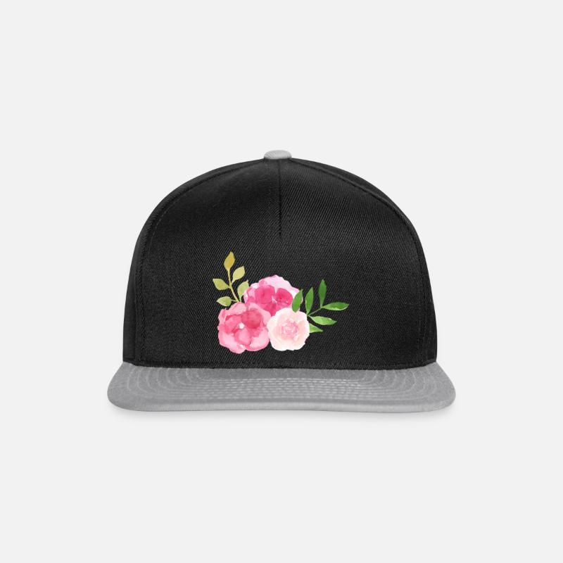 Rose Blumen Blumenstrauß Valentinstag - Snapback Cap - Schwarz/Grau