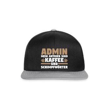 Administrator Informatiker Kaffee Programmierer Ad - Snapback Cap - Schwarz/Grau - Vorne