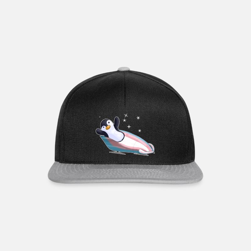 Pingouin dans un bobsleigh fierté trans - Casquette snapback - noir/gris
