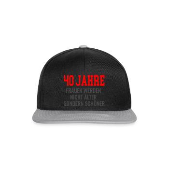 40. Geburtstag 40 Jahre Spruch - Snapback Cap - Schwarz/Grau - Vorne