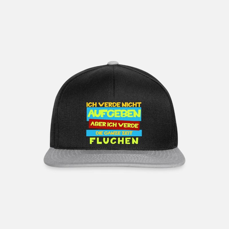 Witziges "Ich werde nicht aufgeben, aber fluchen" - Snapback Cap - Schwarz/Grau
