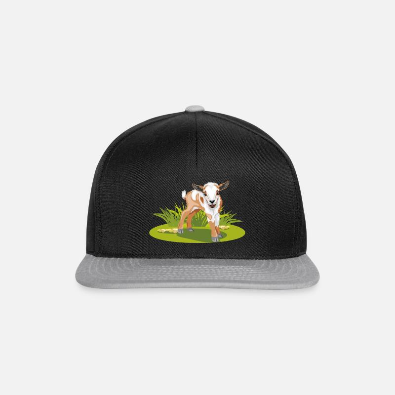 Mignon bébé chèvre sur la pelouse - Casquette snapback - noir/gris