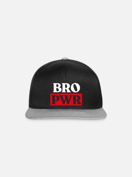 BRO PWR - BRO Power white - Snapback Cap - Schwarz/Grau