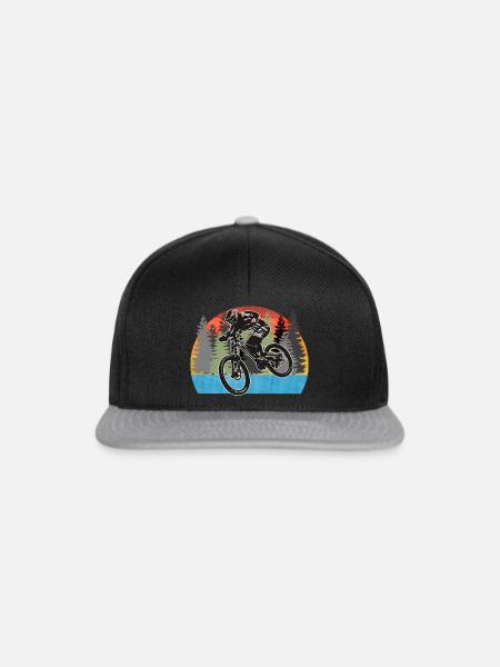 Mountainbike Wald - Snapback Cap - Schwarz/Grau