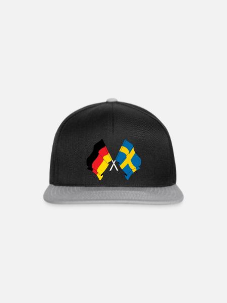 Flagge von Deutschland und Flagge Schweden - Snapback Cap - Schwarz/Grau