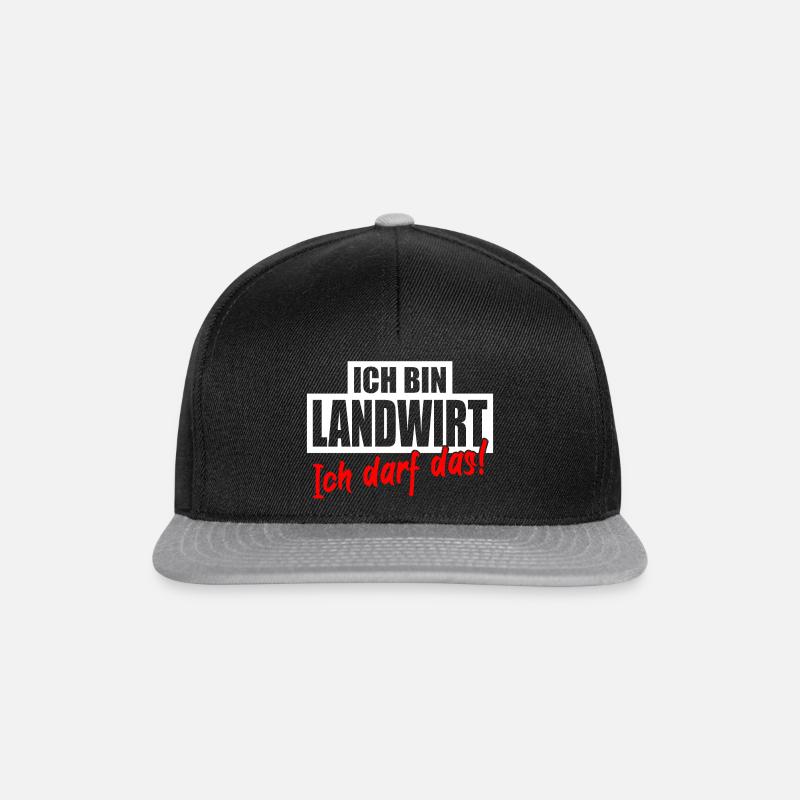 ICH BIN LANDWIRT ICH DARF DAS Lustiger Spruch - Snapback Cap - Schwarz/Grau