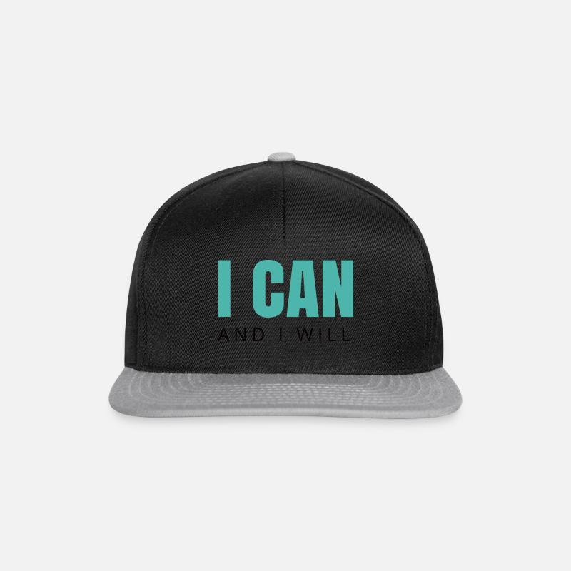 T-Shirt "I CAN AND I WILL" - mint - Snapback Cap - Schwarz/Grau