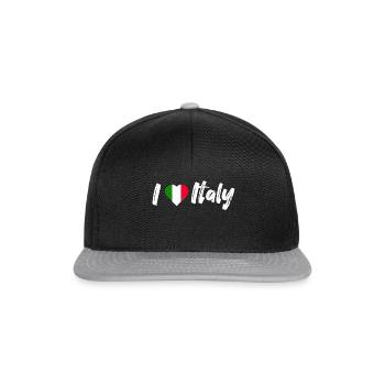 I love Italy Italien Spruch mit Herz Urlaub - Snapback Cap - Schwarz/Grau - Vorne