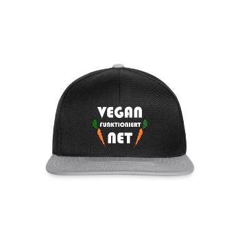 Fitness Motivation Vegan Funktioniert Net - Snapback Cap - Schwarz/Grau - Vorne