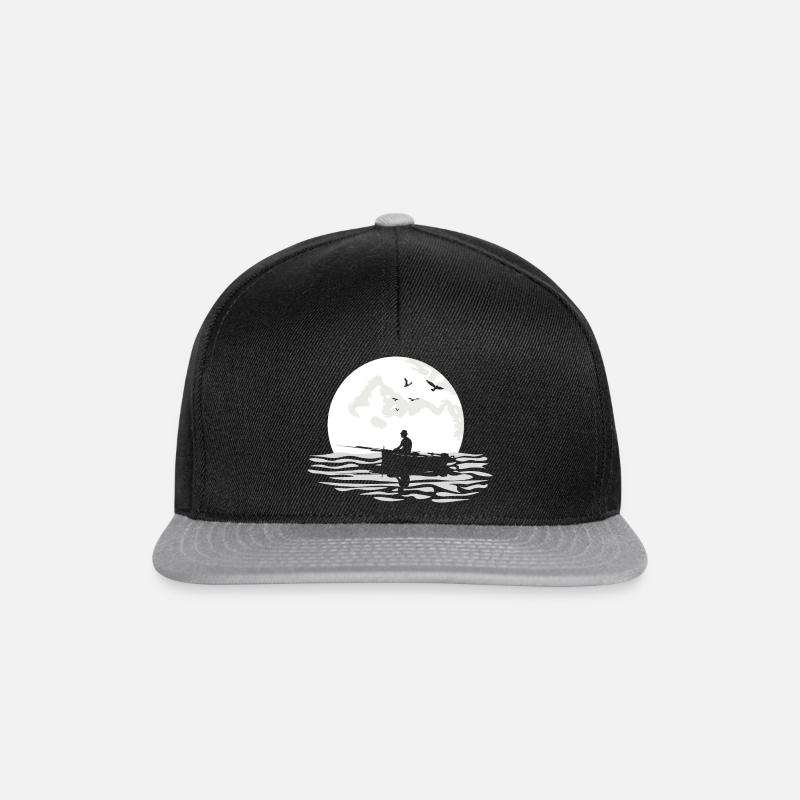 Einsamer Angler bei Mondschein 4 - Snapback Cap - Schwarz/Grau